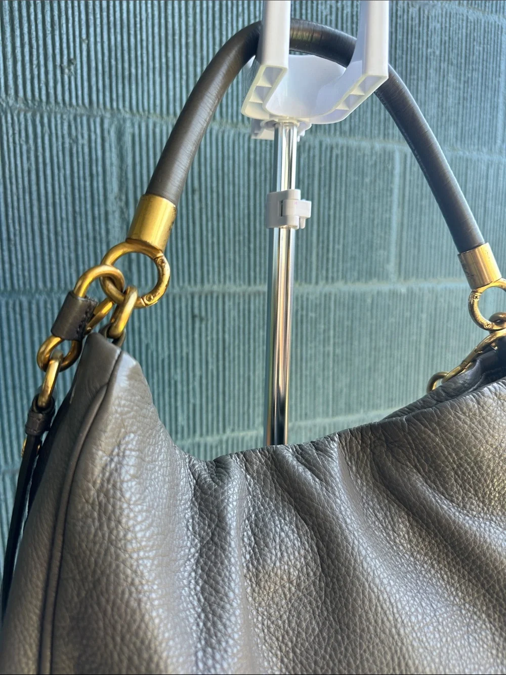 Marc Jacobs Pebbled Gray Leather Hobo